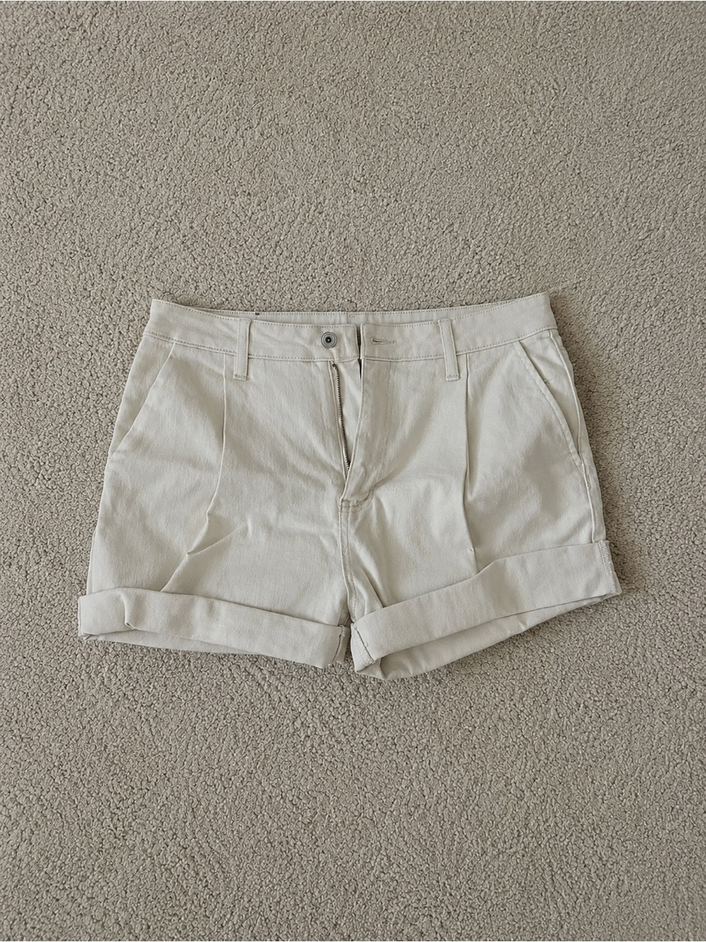 BCBG Light Cream Rolled Hem Jean Shorts